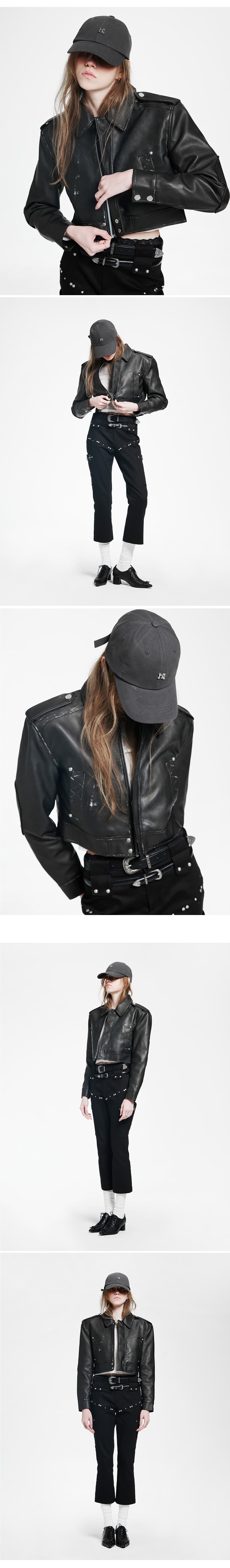 Vintage Leather Short Jacket — vue 4