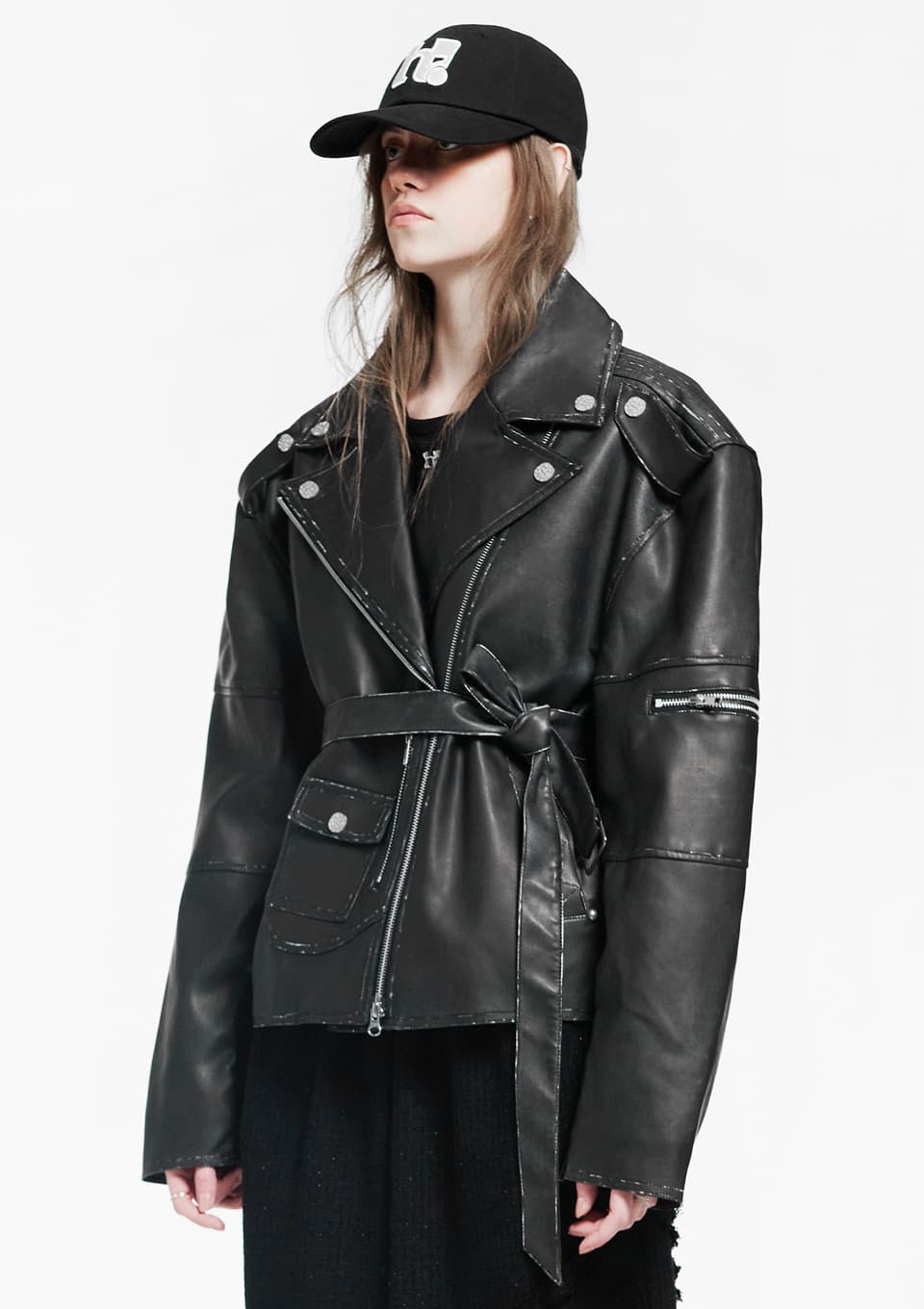 Vintage Leather Belted Jacket