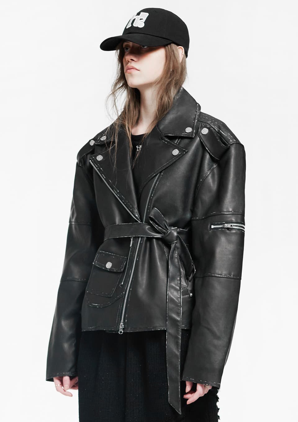Vintage Leather Belted Jacket