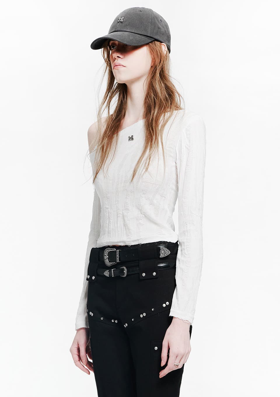 Holy Symbol Ripped Off-shoulder Top_WHITE