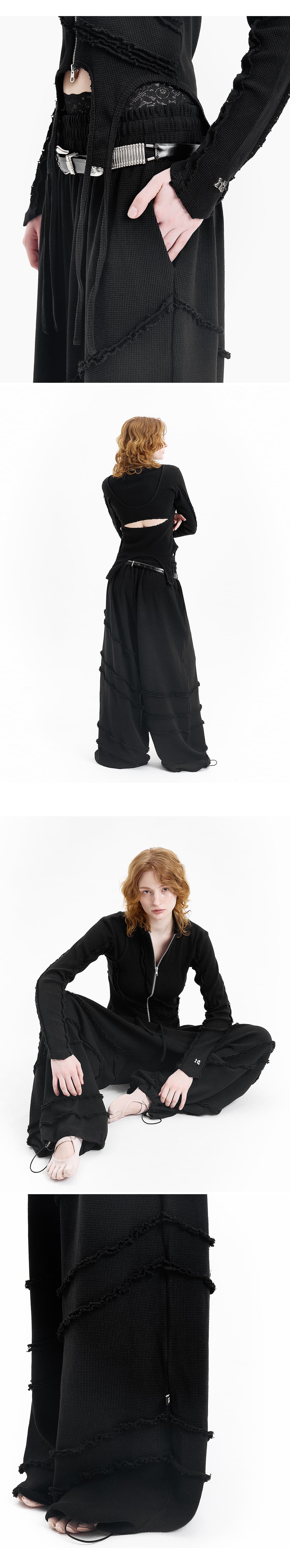 Waffle diagonal decoration pants — vue 3