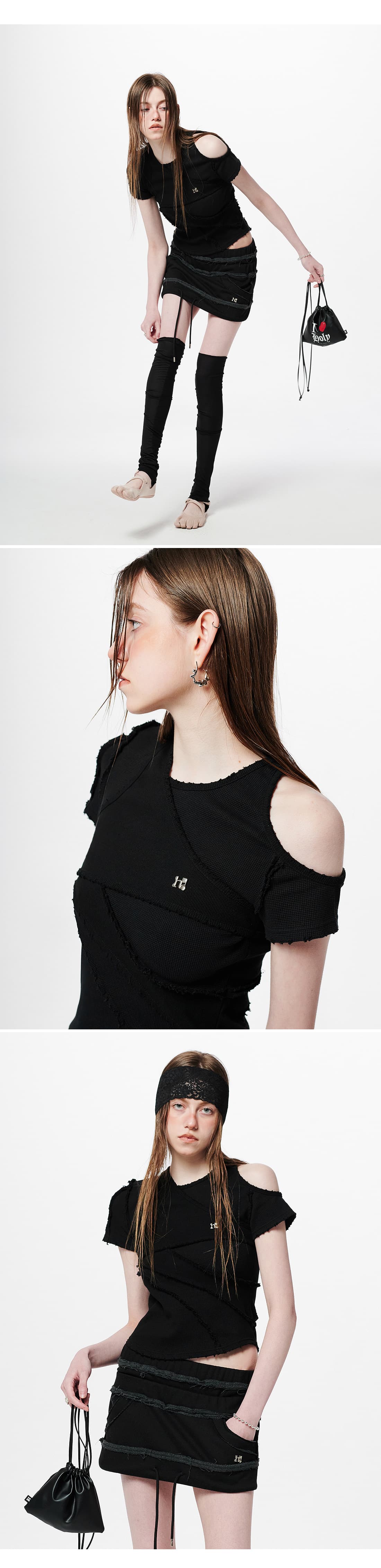 Layered Off-Shoulder Slim T-Shirt — vue 5