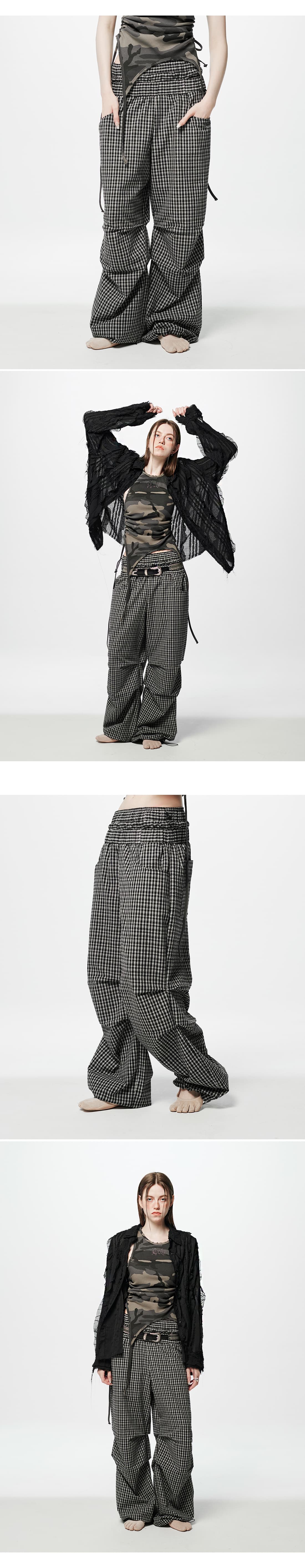 Layered Check Pintuck Pants — vue 4