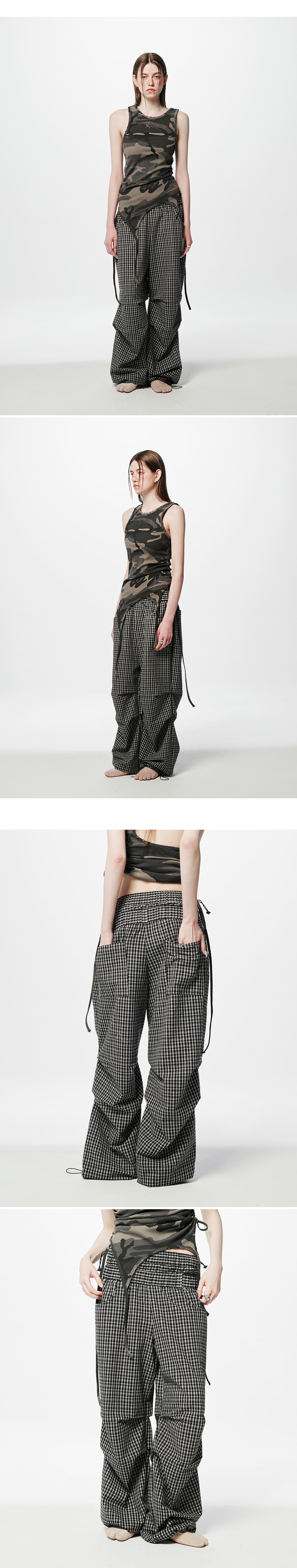 Layered Check Pintuck Pants — vue 6