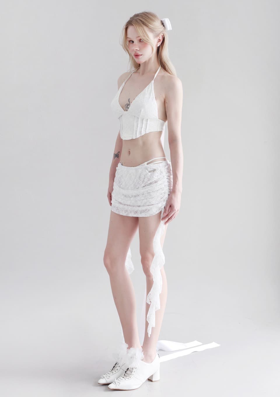 Lace Draped Mini Skirt