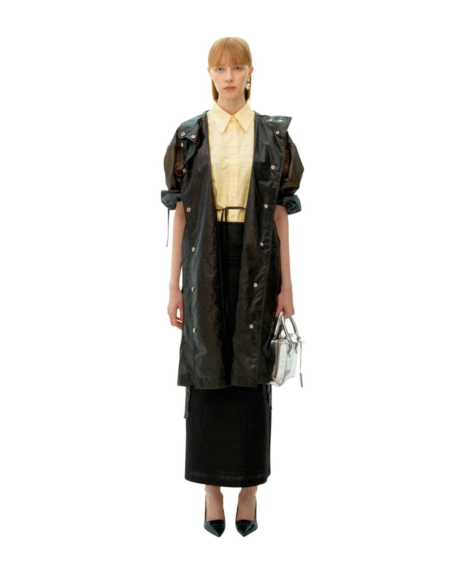 Black Pintuck Long Skirt — vue 3