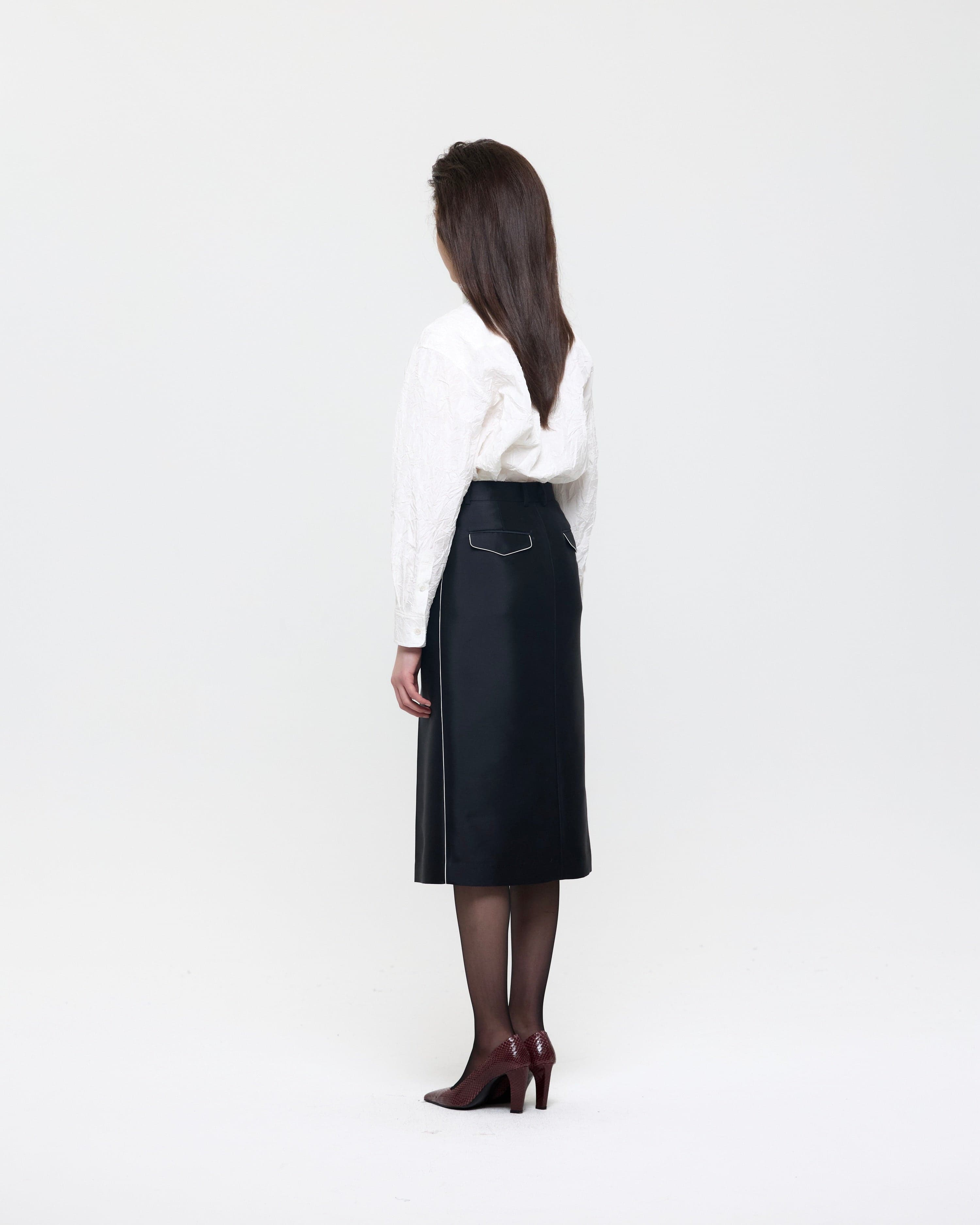 White Creased Silk Taffeta Shirt — vue 4