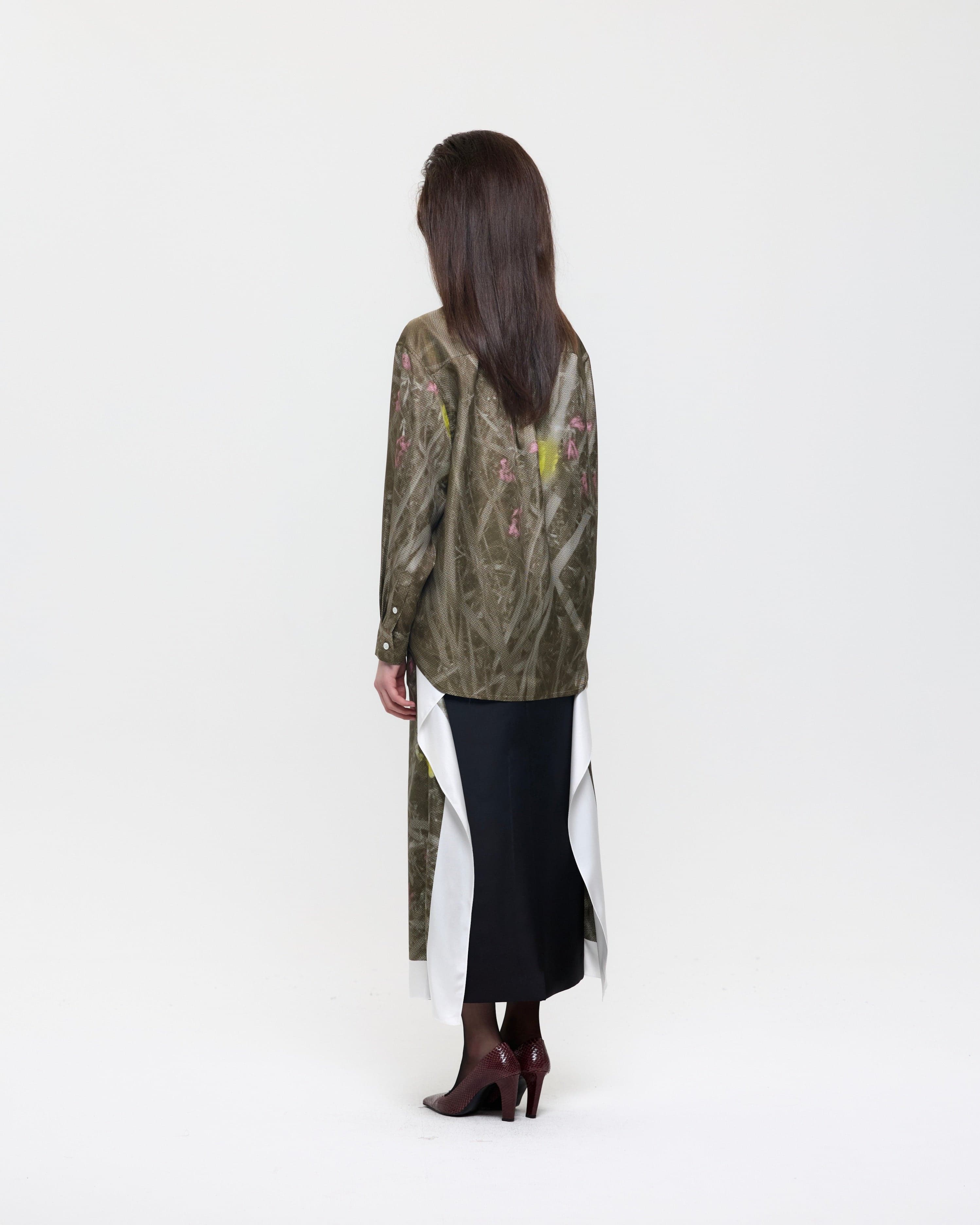 Olive Green Evening Primrose Flag Skirt — vue 4