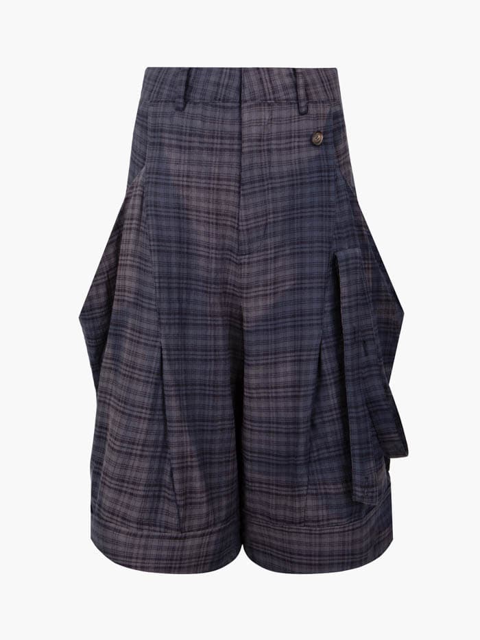 Sun-Bleached Layered Strap Half Trousers - Navy