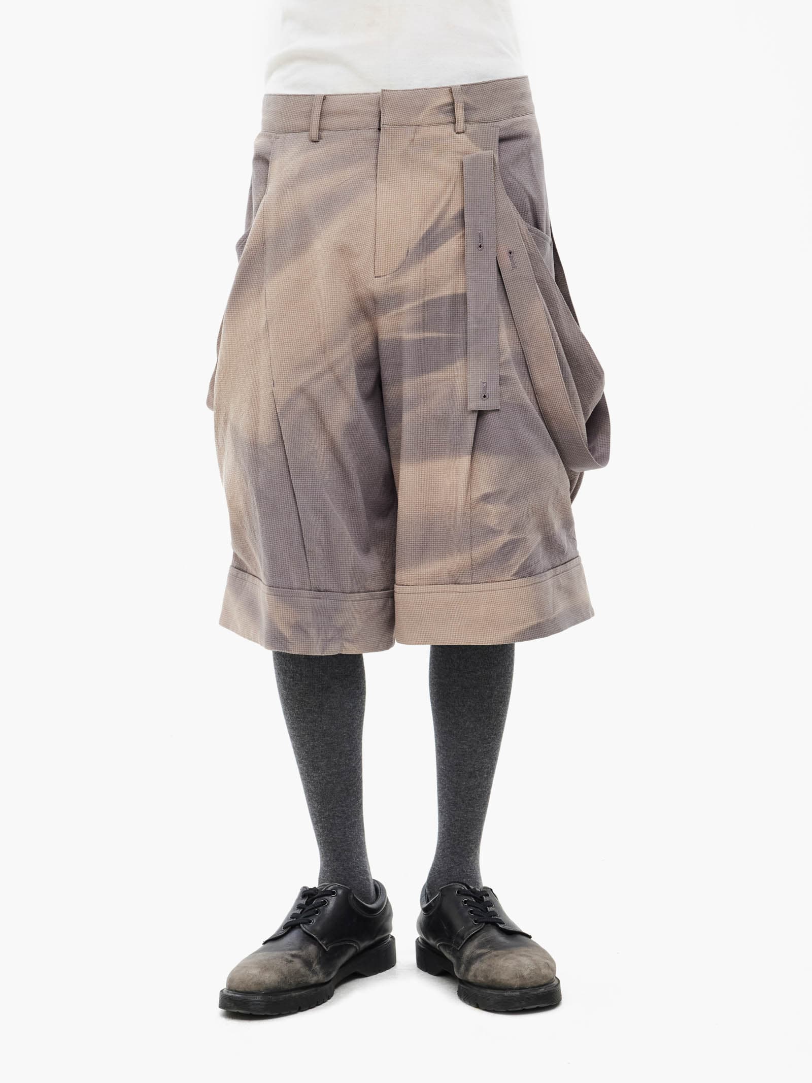 Sun-Bleached Layered Strap Half Trousers - Grey — vue 4