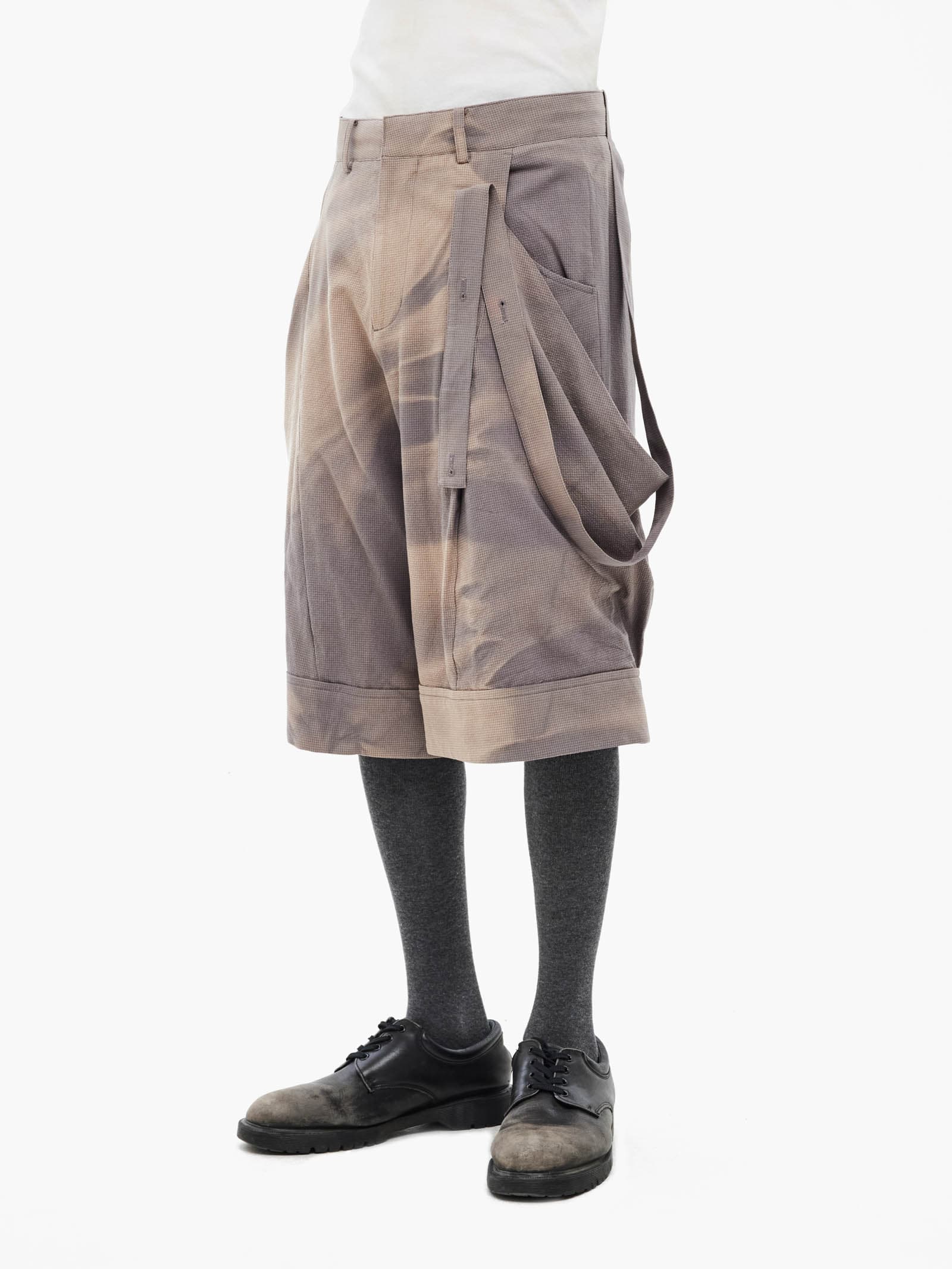 Sun-Bleached Layered Strap Half Trousers - Grey — vue 5