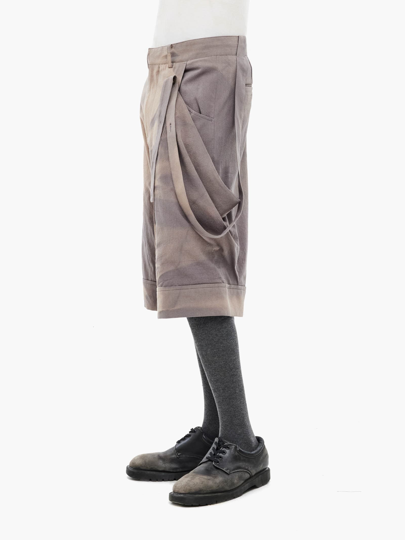 Sun-Bleached Layered Strap Half Trousers - Grey — vue 6
