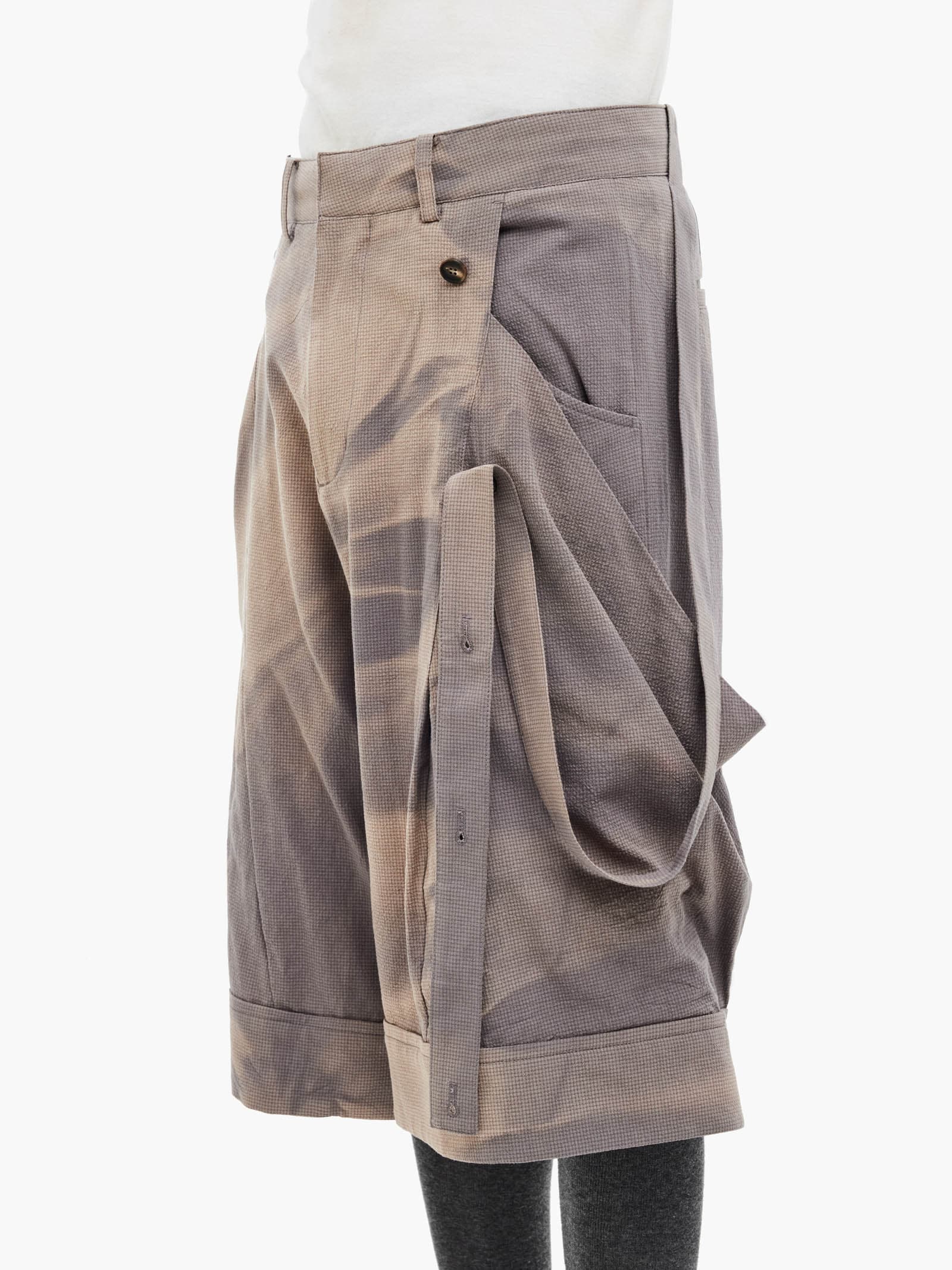 Sun-Bleached Layered Strap Half Trousers - Grey — vue 8