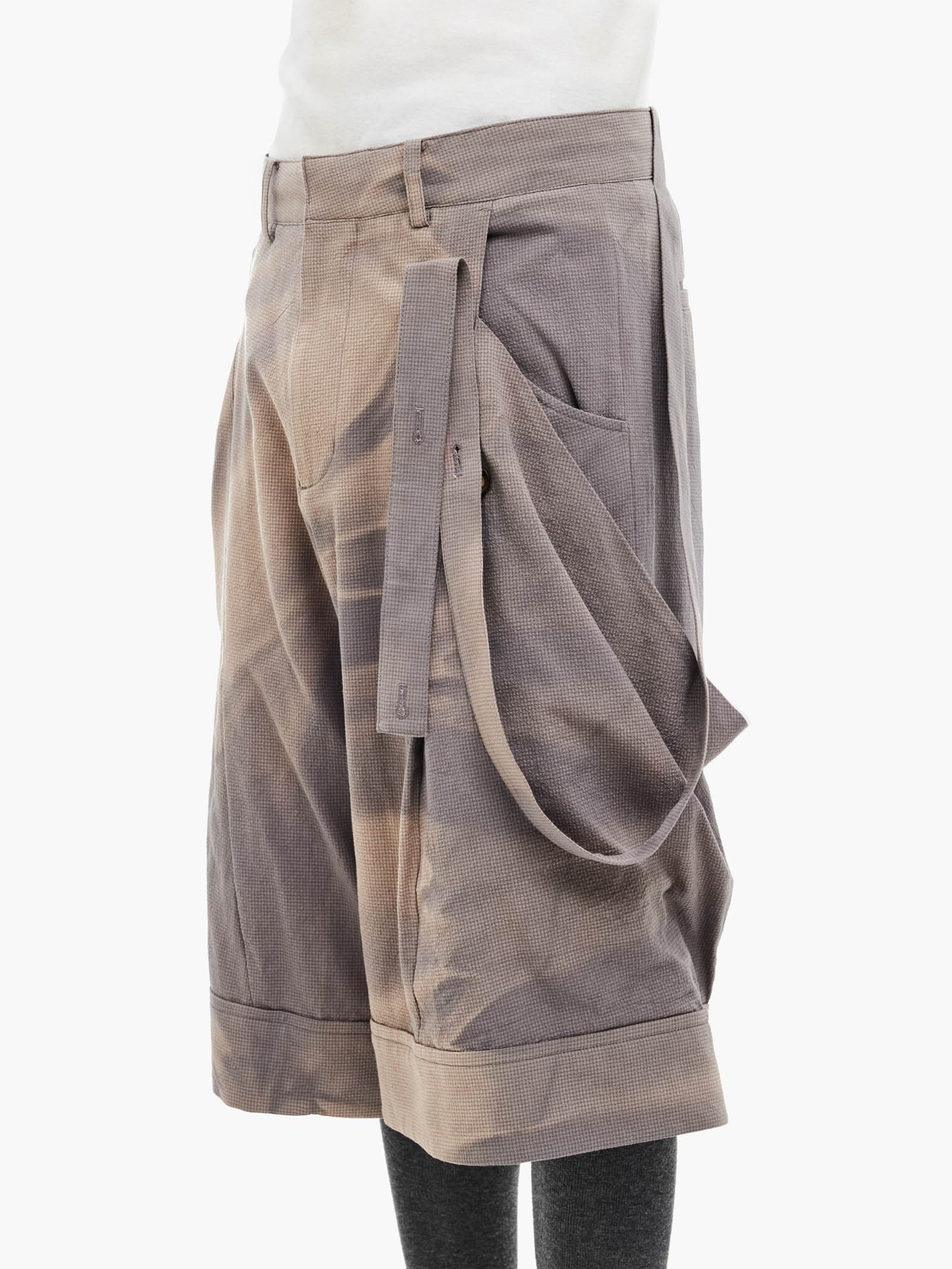 Sun-Bleached Layered Strap Half Trousers - Grey — vue 9