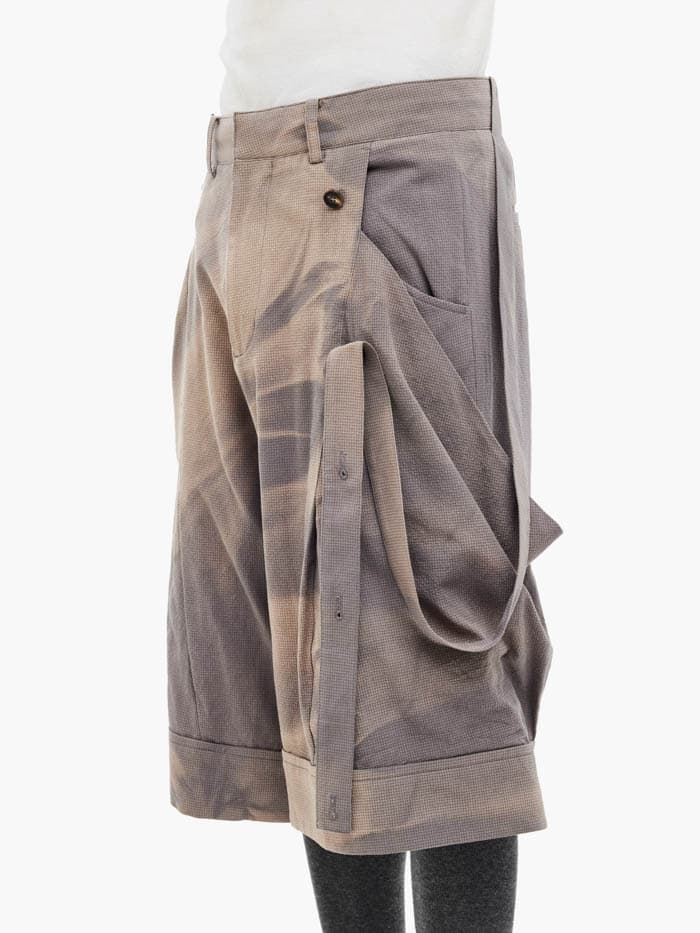 Sun-Bleached Layered Strap Half Trousers - Grey — vue 1