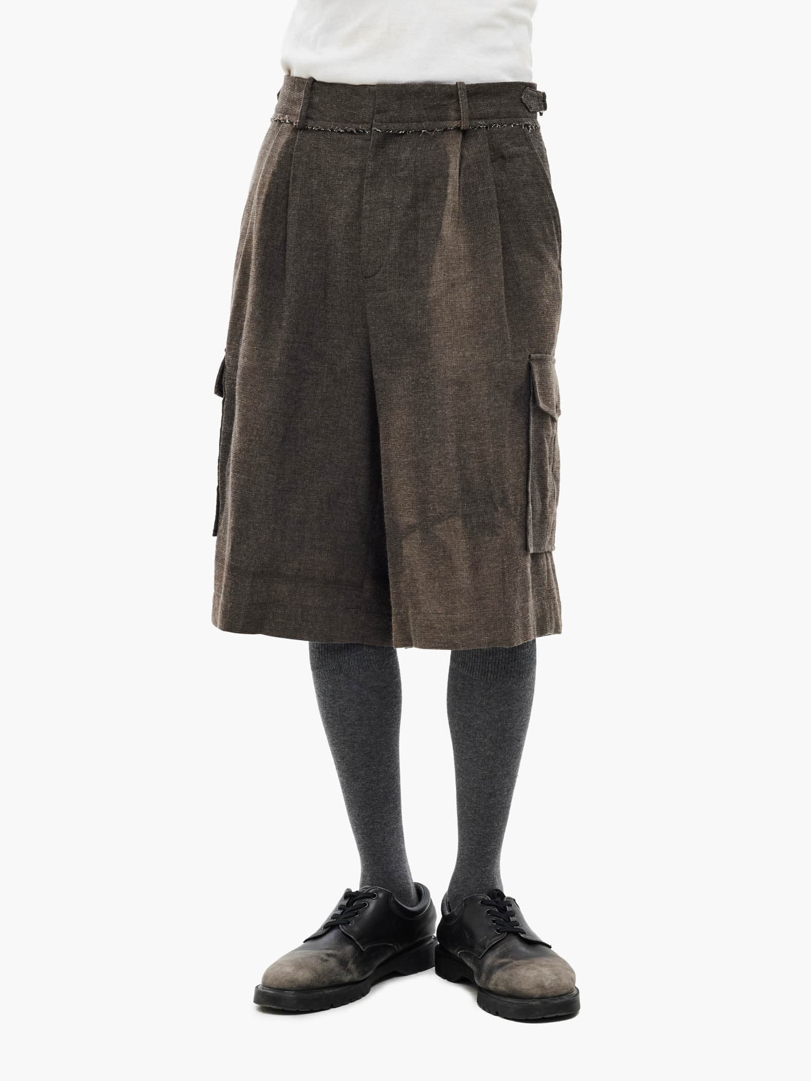 Sun-Bleached Multi Pocket Half Trousers - Brown — vue 3