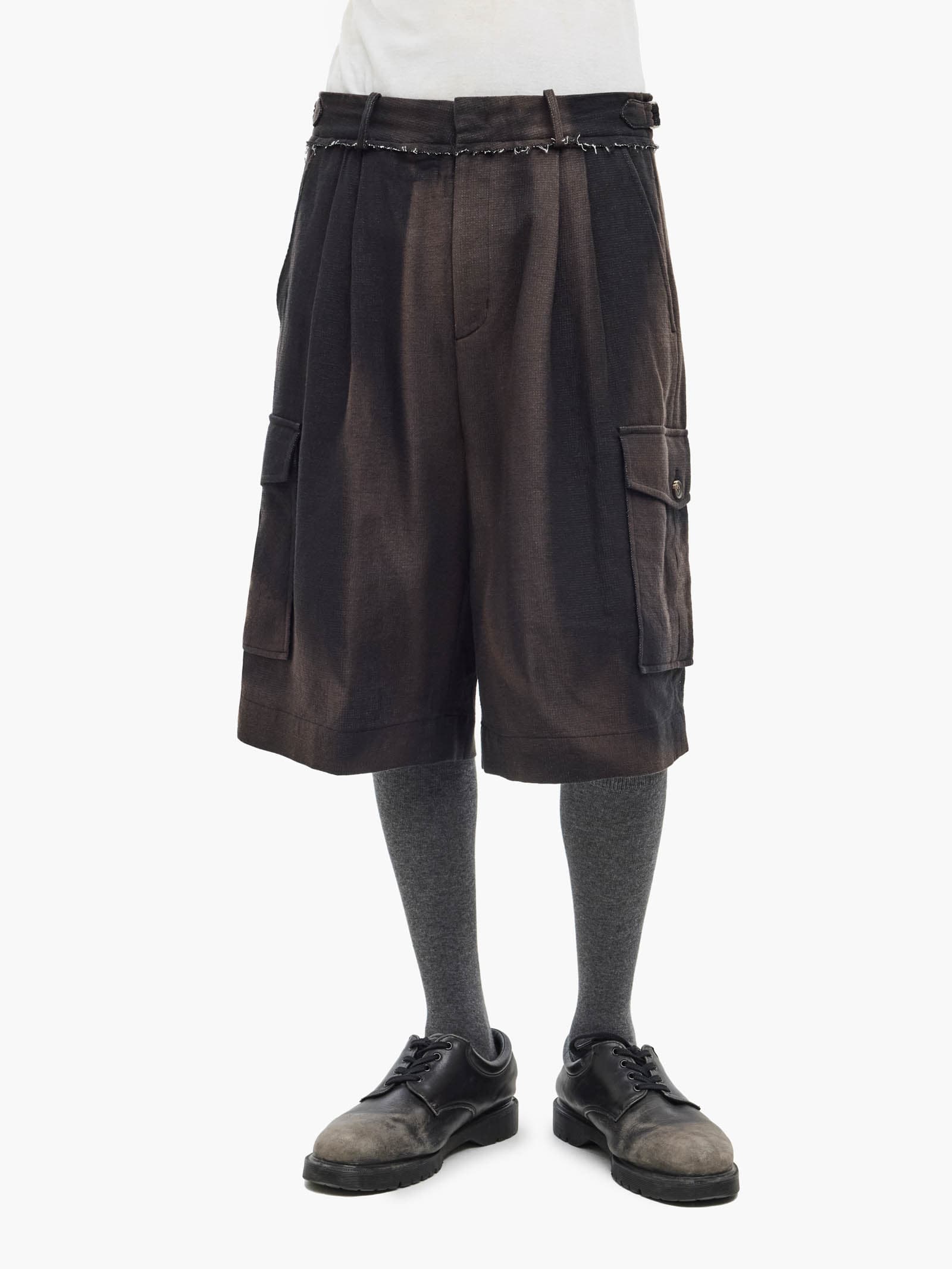 Sun-Bleached Multi Pocket Half Trousers - Black — vue 4