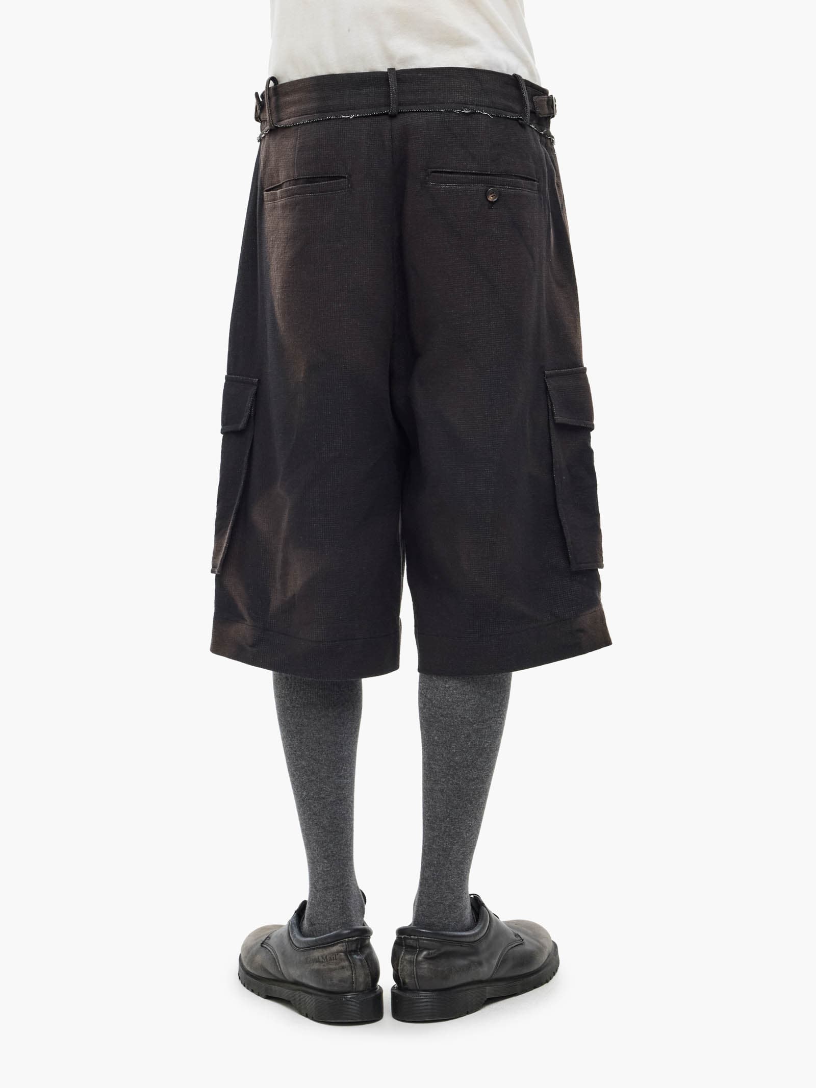 Sun-Bleached Multi Pocket Half Trousers - Black — vue 7