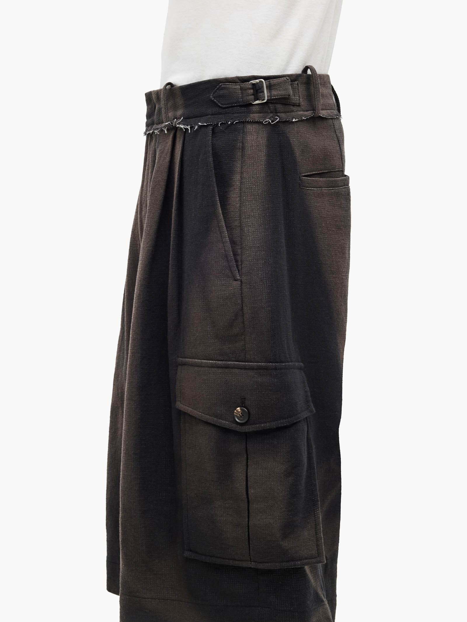 Sun-Bleached Multi Pocket Half Trousers - Black — vue 8