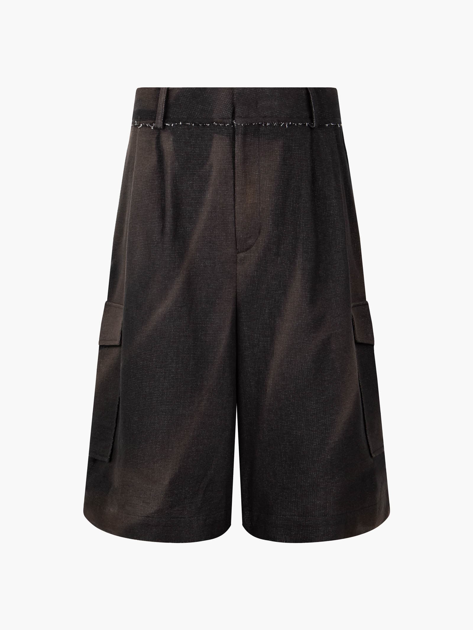 Sun-Bleached Multi Pocket Half Trousers - Black — vue 9