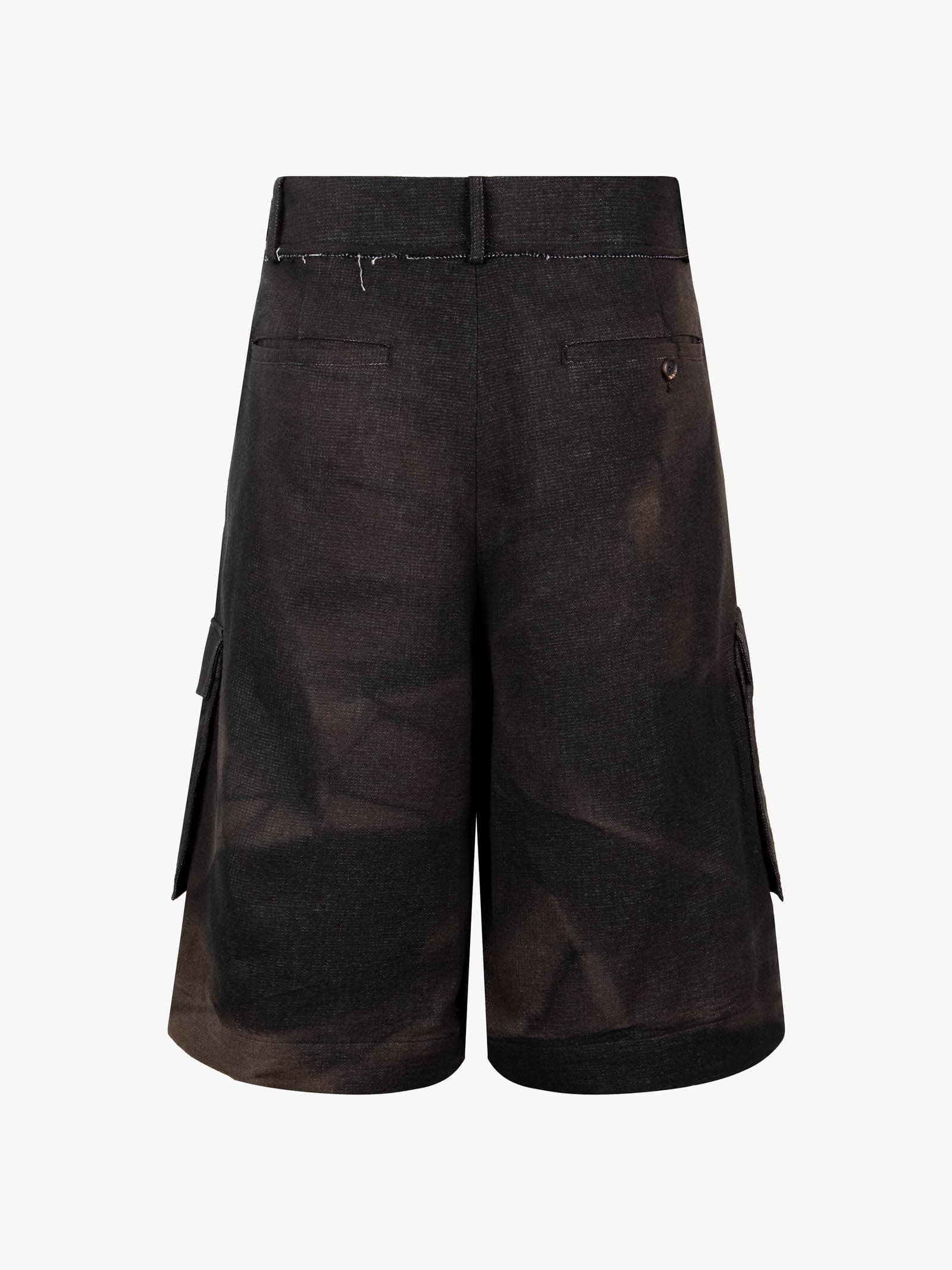 Sun-Bleached Multi Pocket Half Trousers - Black — vue 10