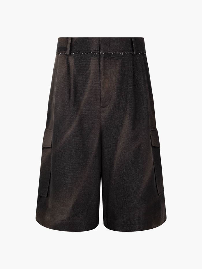 Sun-Bleached Multi Pocket Half Trousers - Black — vue 1