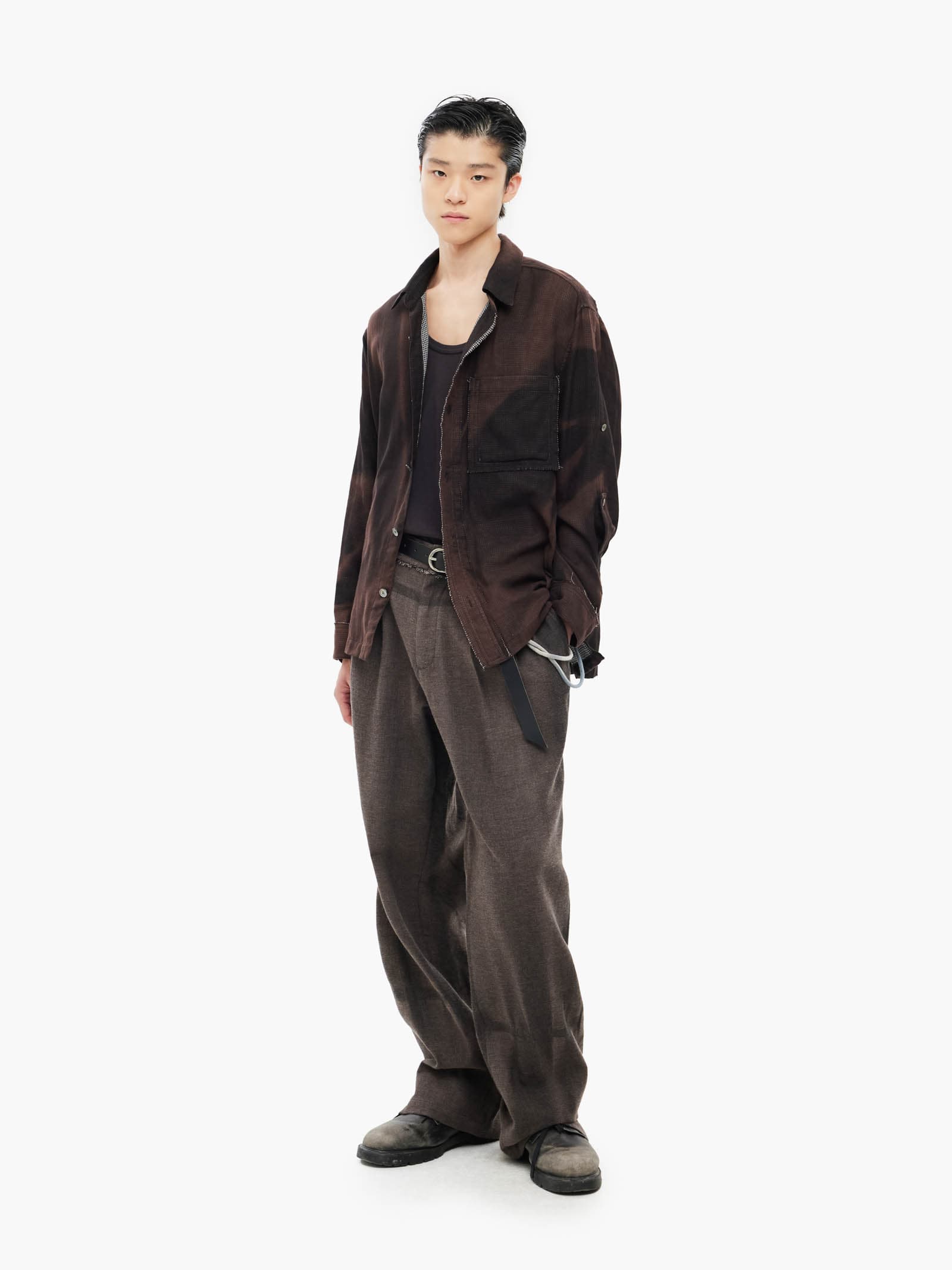 Sun-Bleached Straight Trousers - Brown — vue 2