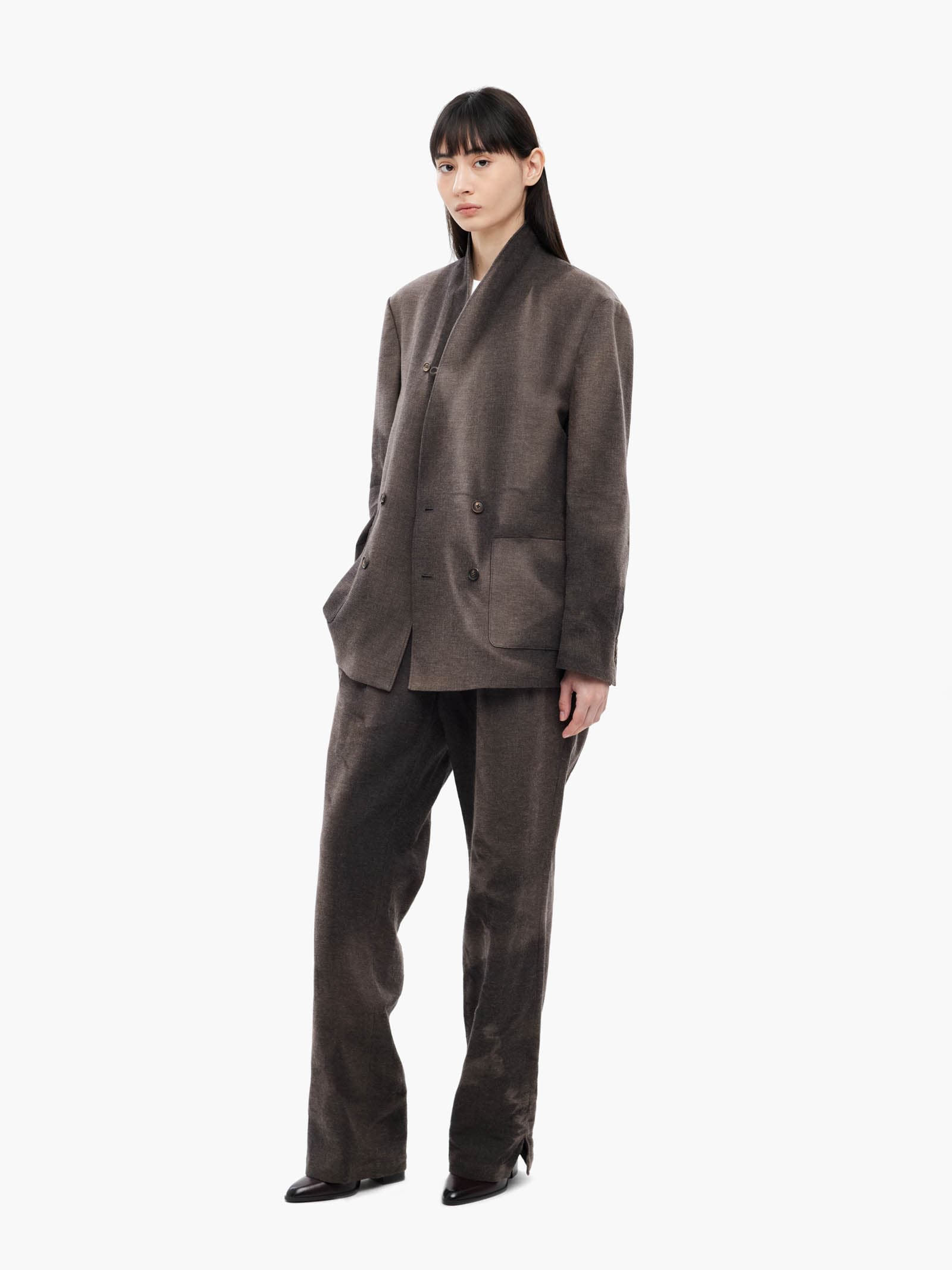 Sun-Bleached Straight Trousers - Brown — vue 3