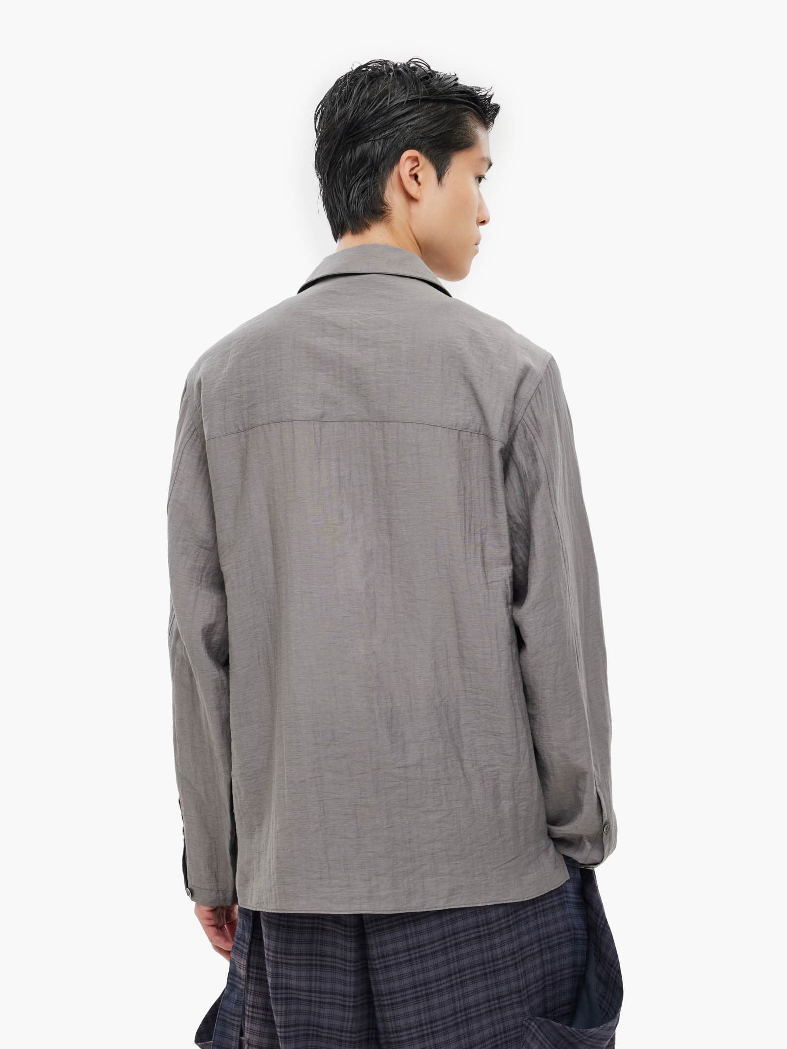 Layered Zip-Up Shirt - Grey — vue 9