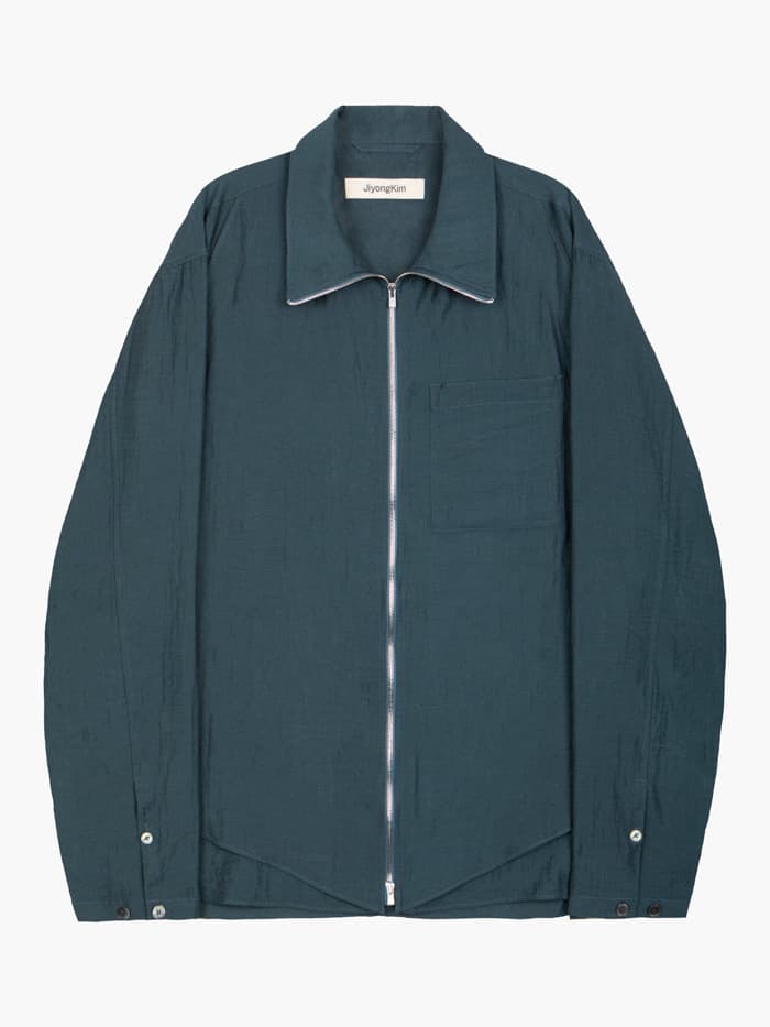 Layered Zip-Up Shirt - Navy