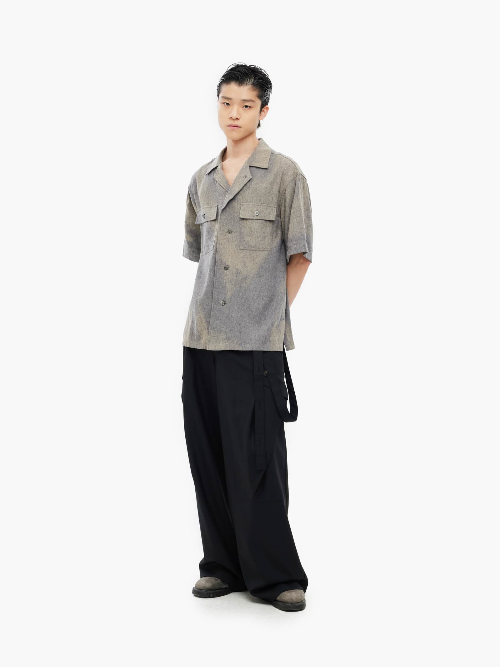 Sun-Bleached Tailored Collar Shirt - Grey — vue 2
