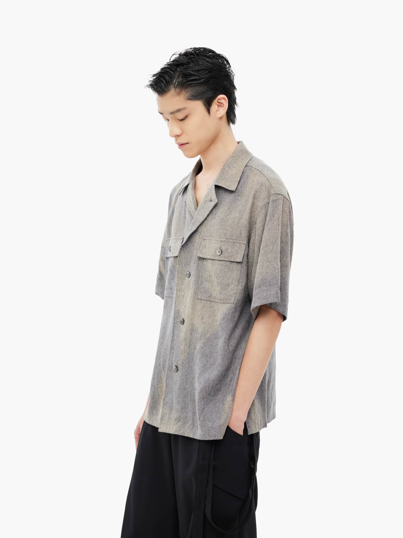 Sun-Bleached Tailored Collar Shirt - Grey — vue 3