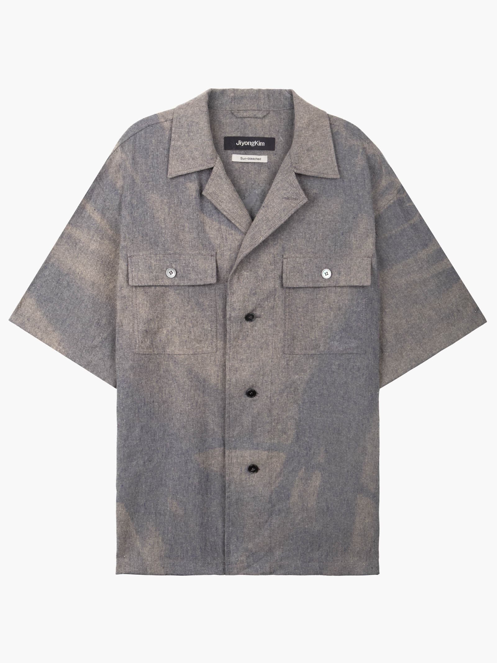 Sun-Bleached Tailored Collar Shirt - Grey — vue 9