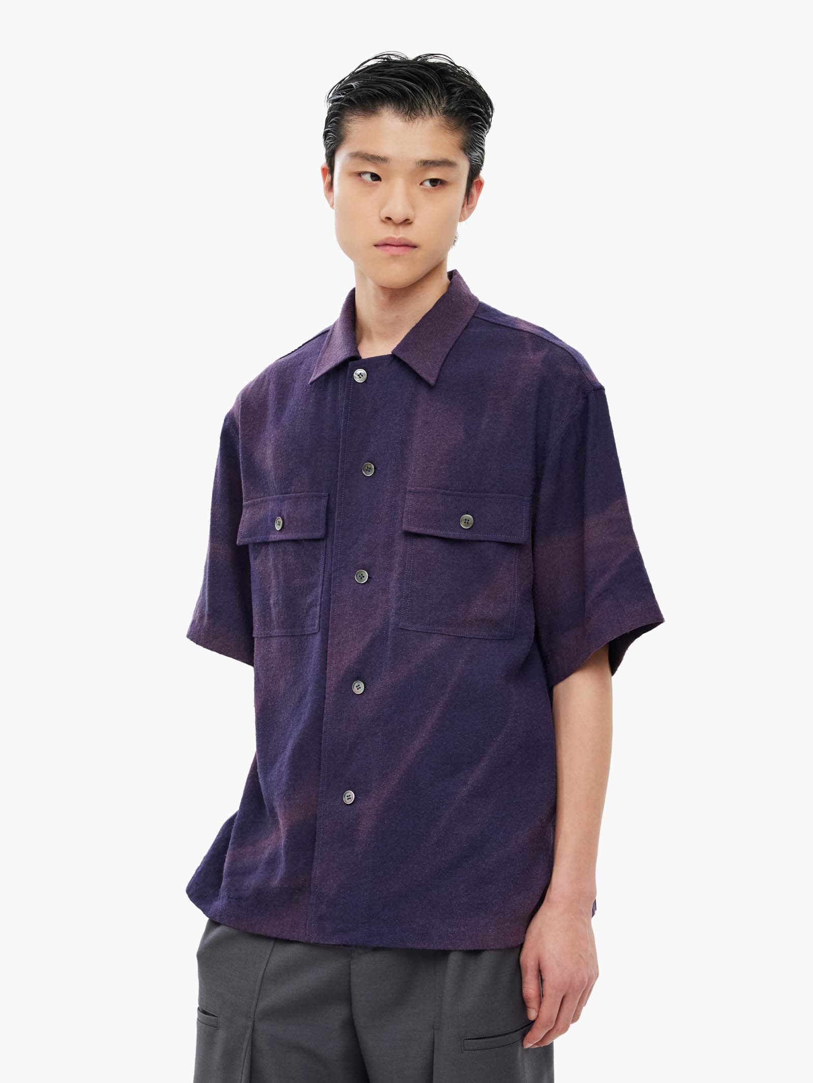Sun-Bleached Tailored Collar Shirt - Purple — vue 4