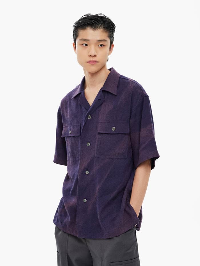 Sun-Bleached Tailored Collar Shirt - Purple
