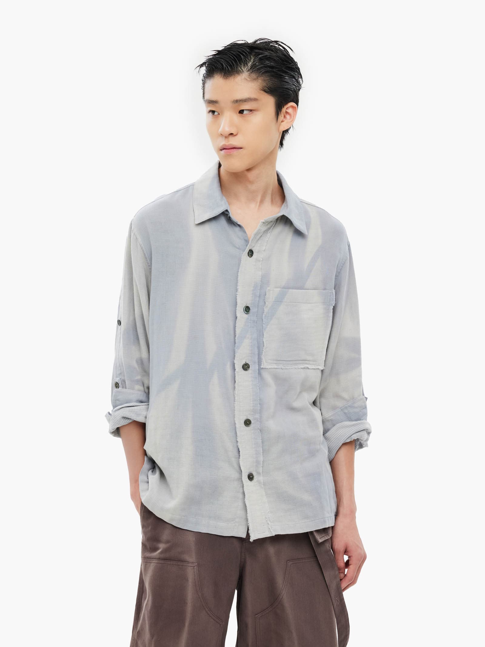 Sun-Bleached Strap Detailed Shirt - Grey — vue 3
