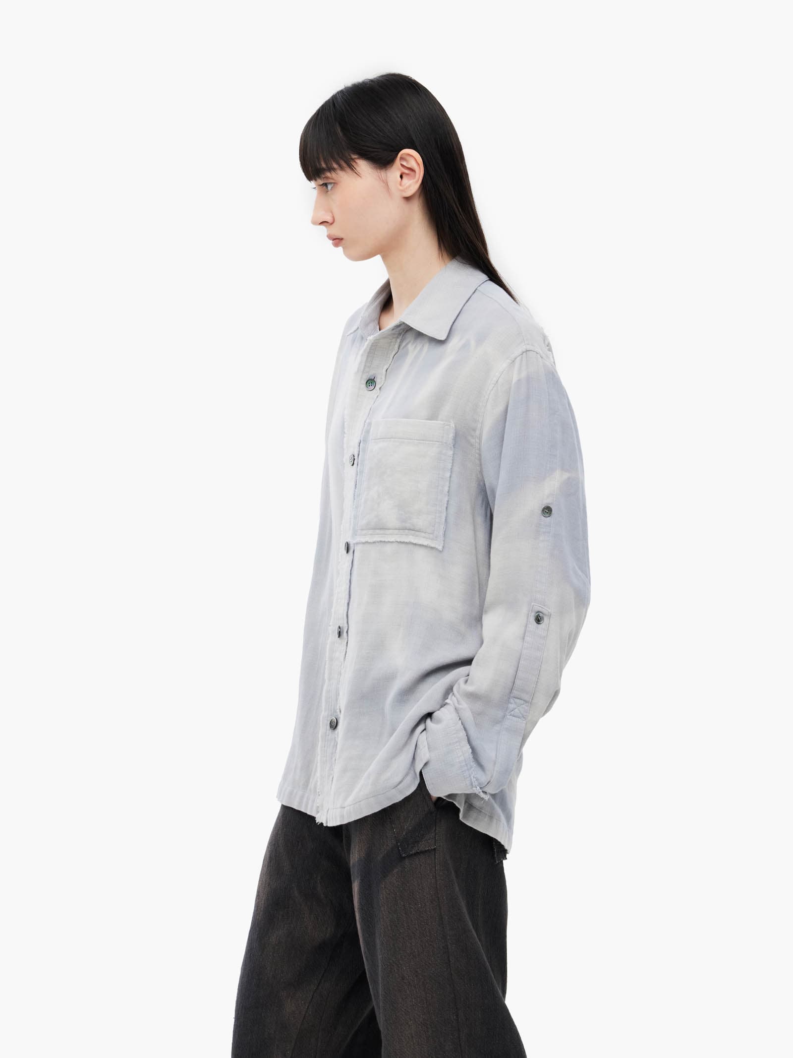 Sun-Bleached Strap Detailed Shirt - Grey — vue 5