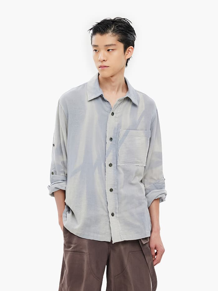 Sun-Bleached Strap Detailed Shirt - Grey