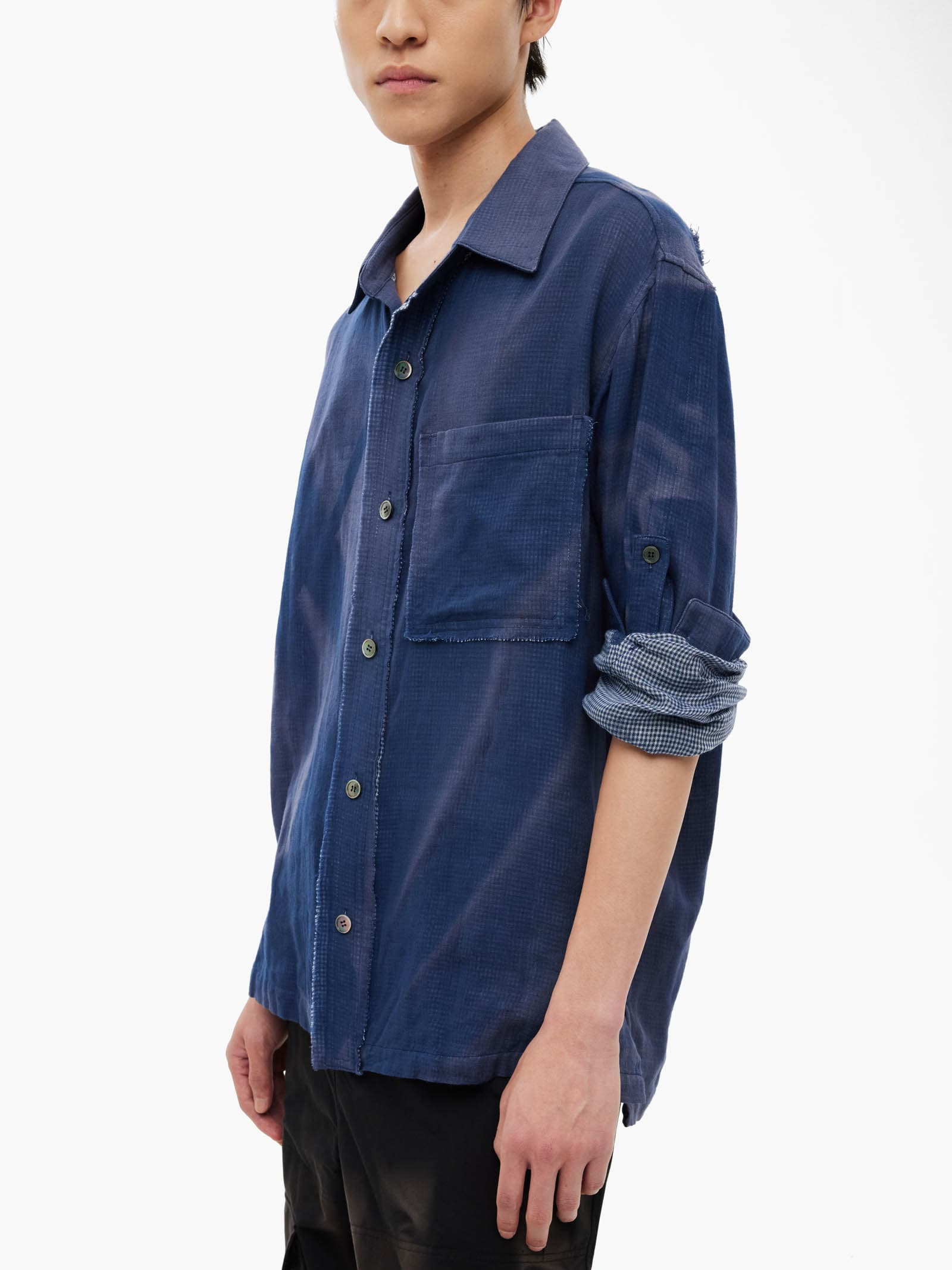 Sun-Bleached Strap Detailed Shirt - Navy — vue 7