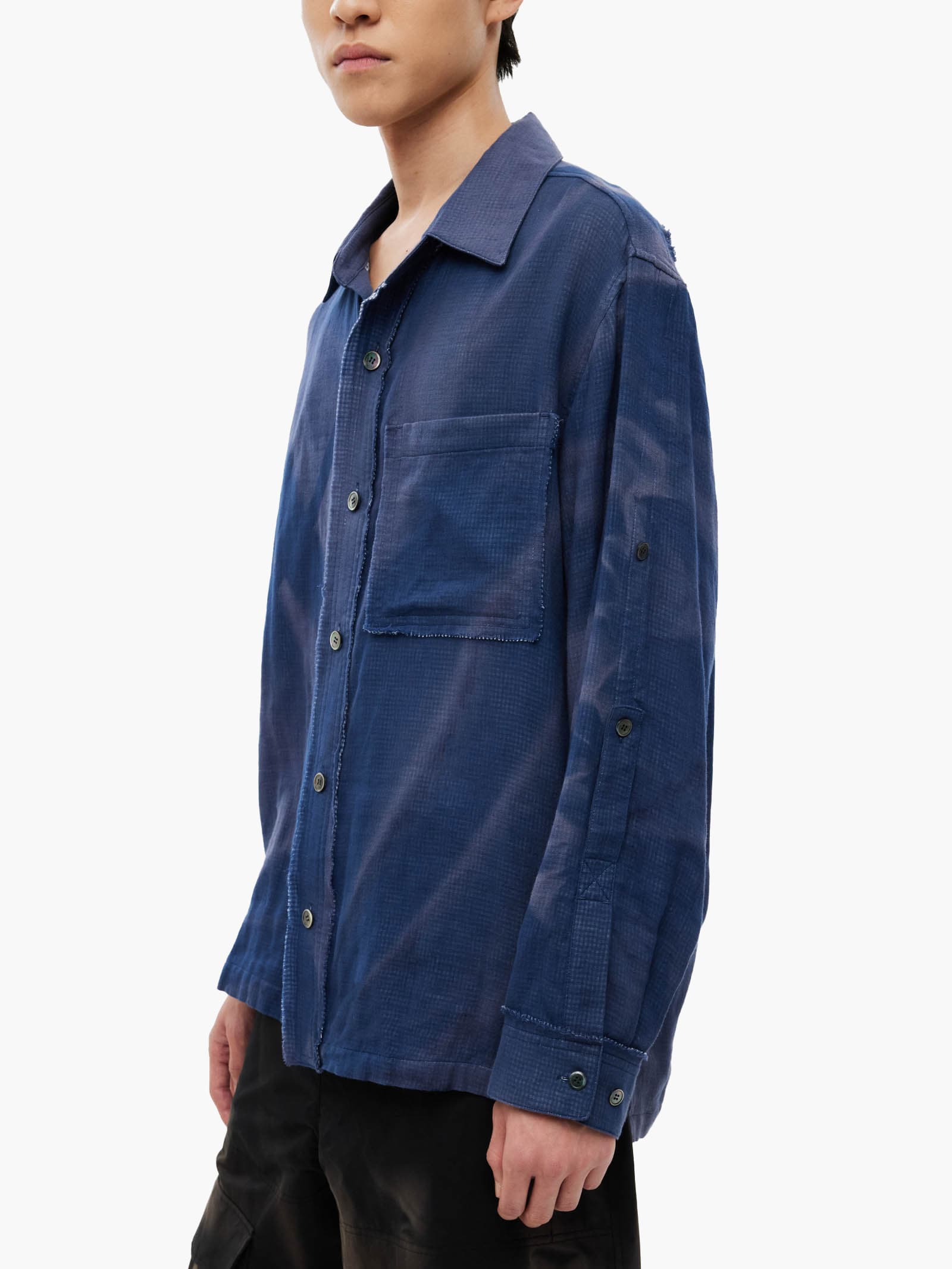 Sun-Bleached Strap Detailed Shirt - Navy — vue 8