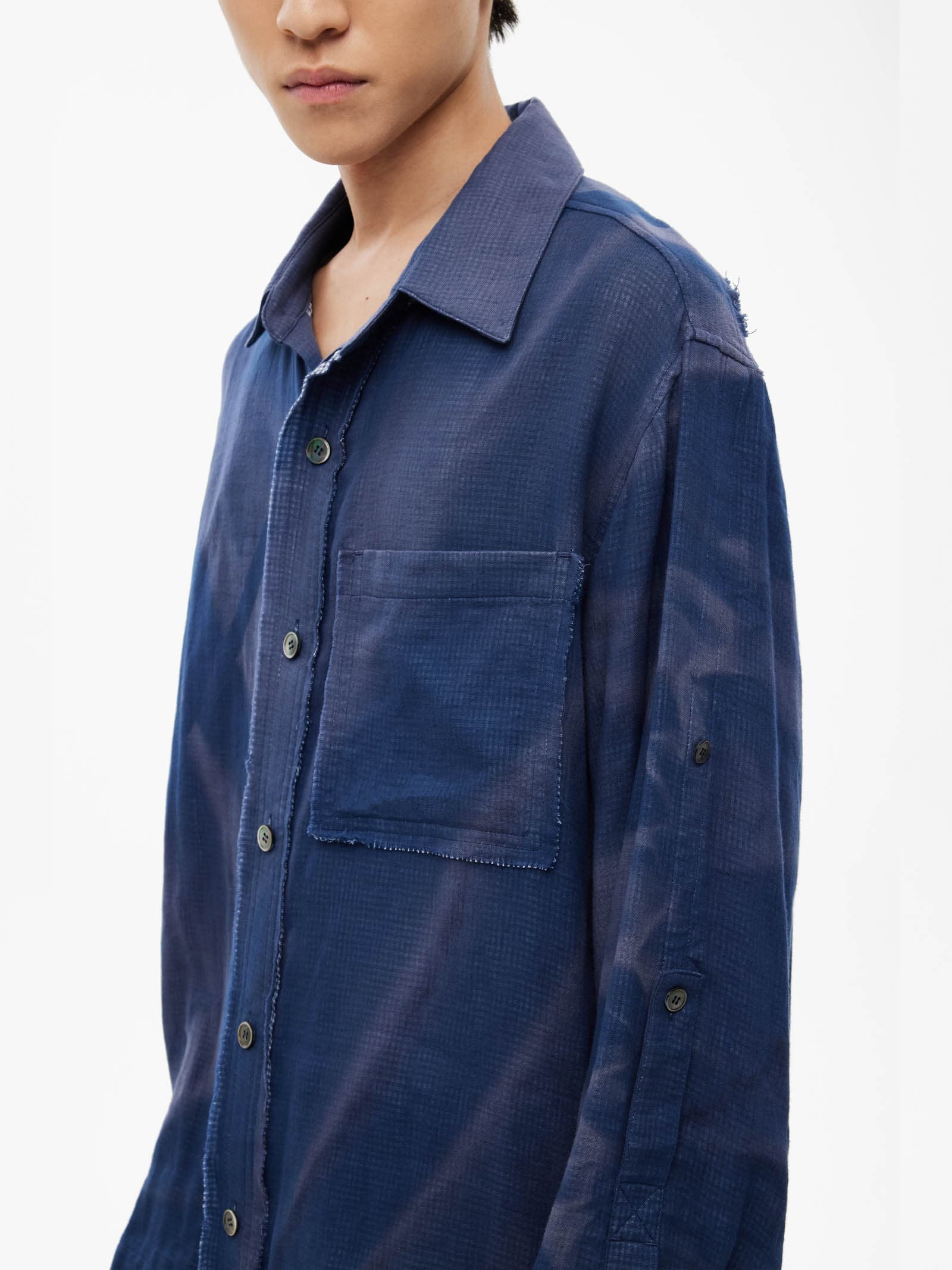 Sun-Bleached Strap Detailed Shirt - Navy — vue 9