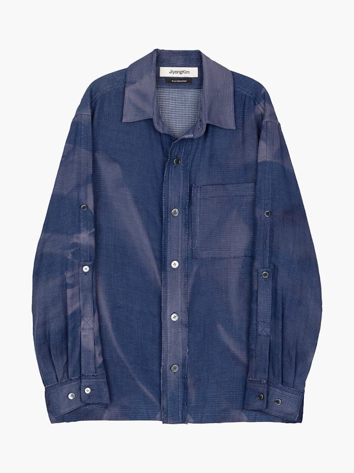 Sun-Bleached Strap Detailed Shirt - Navy