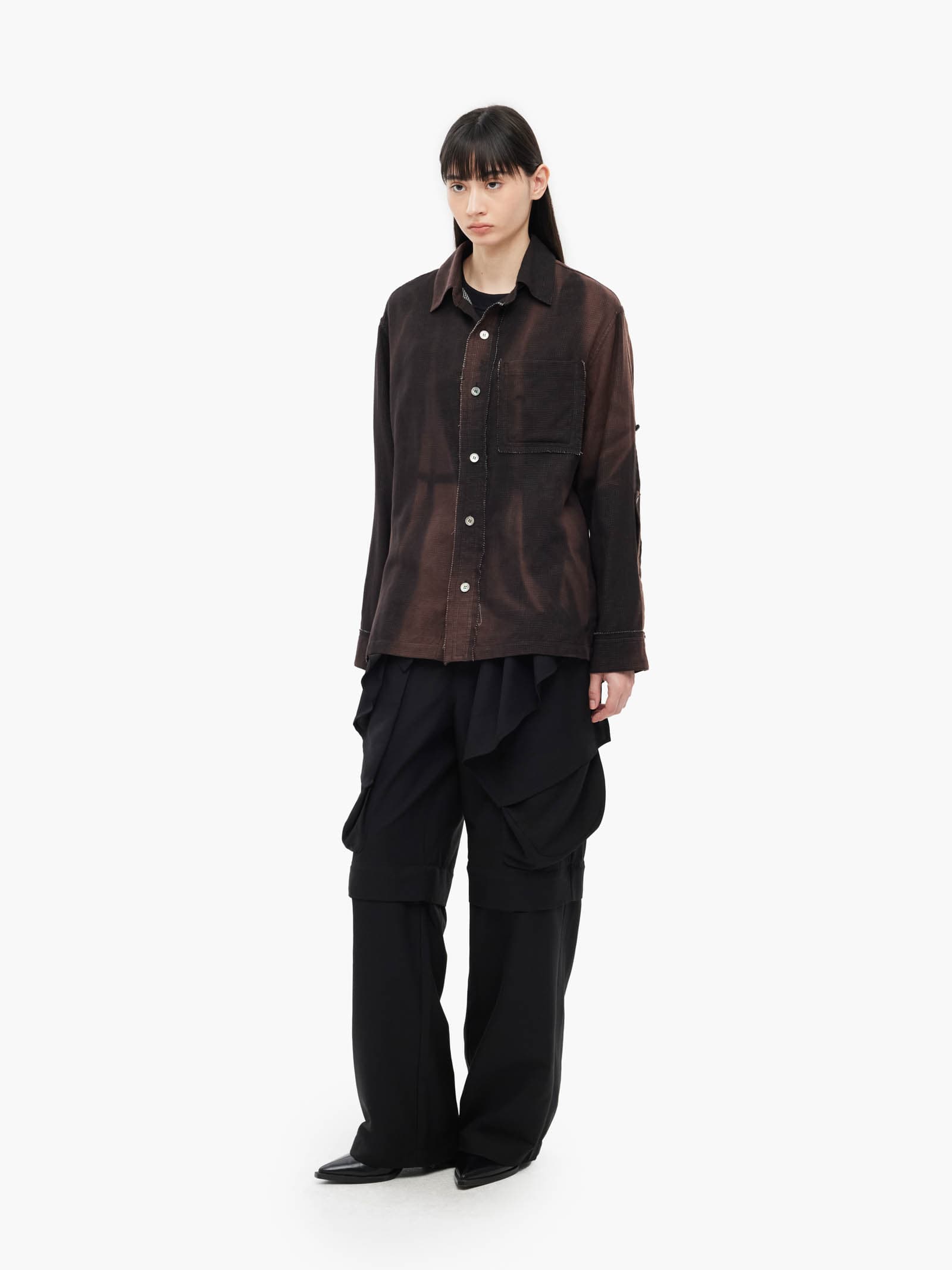 Sun-Bleached Strap Detailed Shirt - Black — vue 5