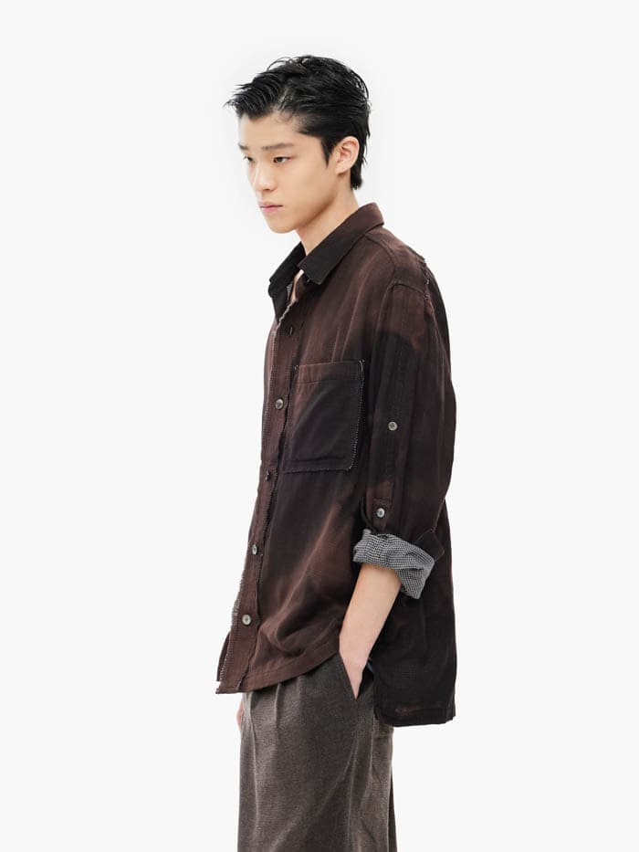Sun-Bleached Strap Detailed Shirt - Black