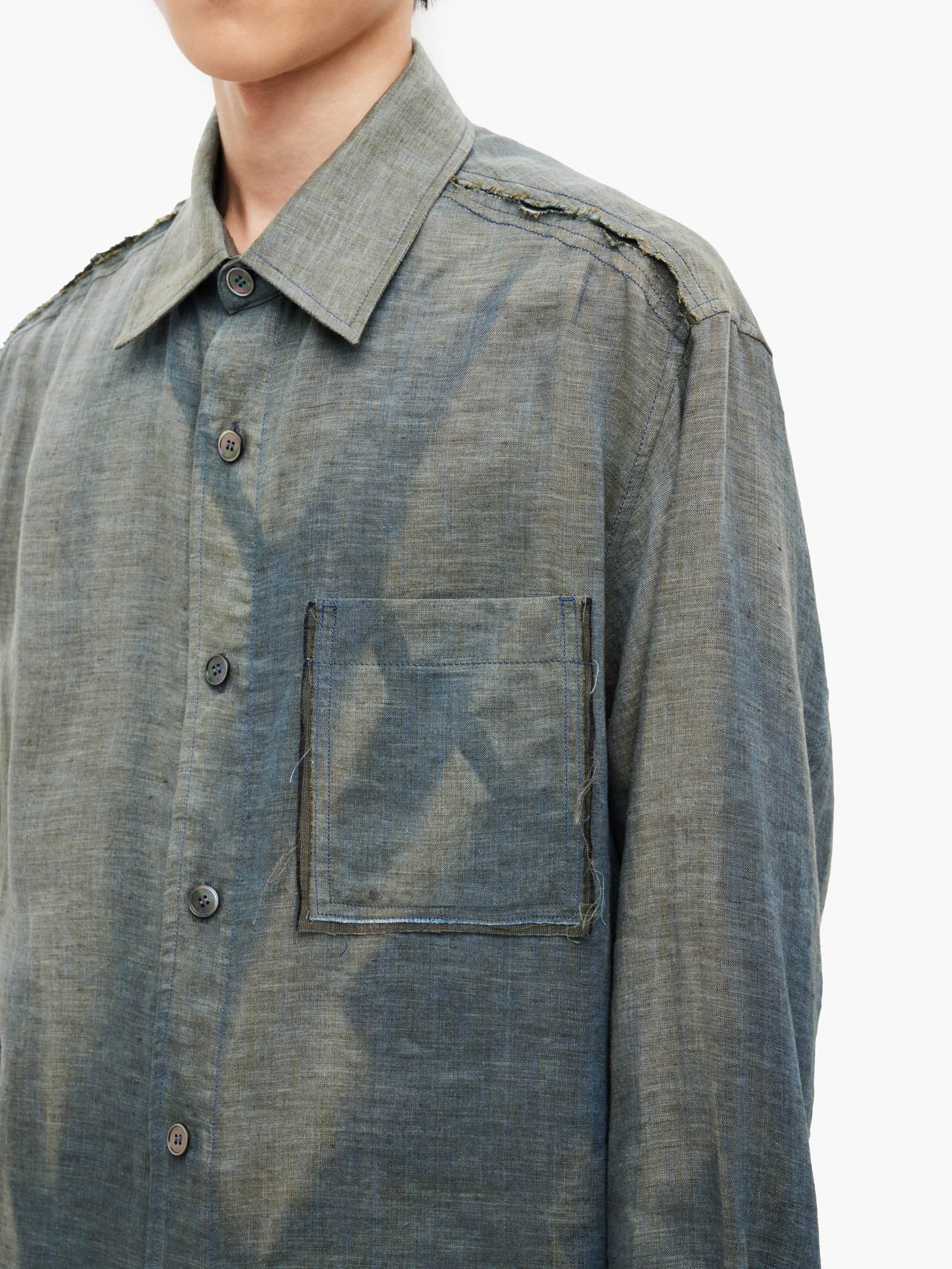 Sun-Bleached Raw Edged Shirt - Green — vue 6