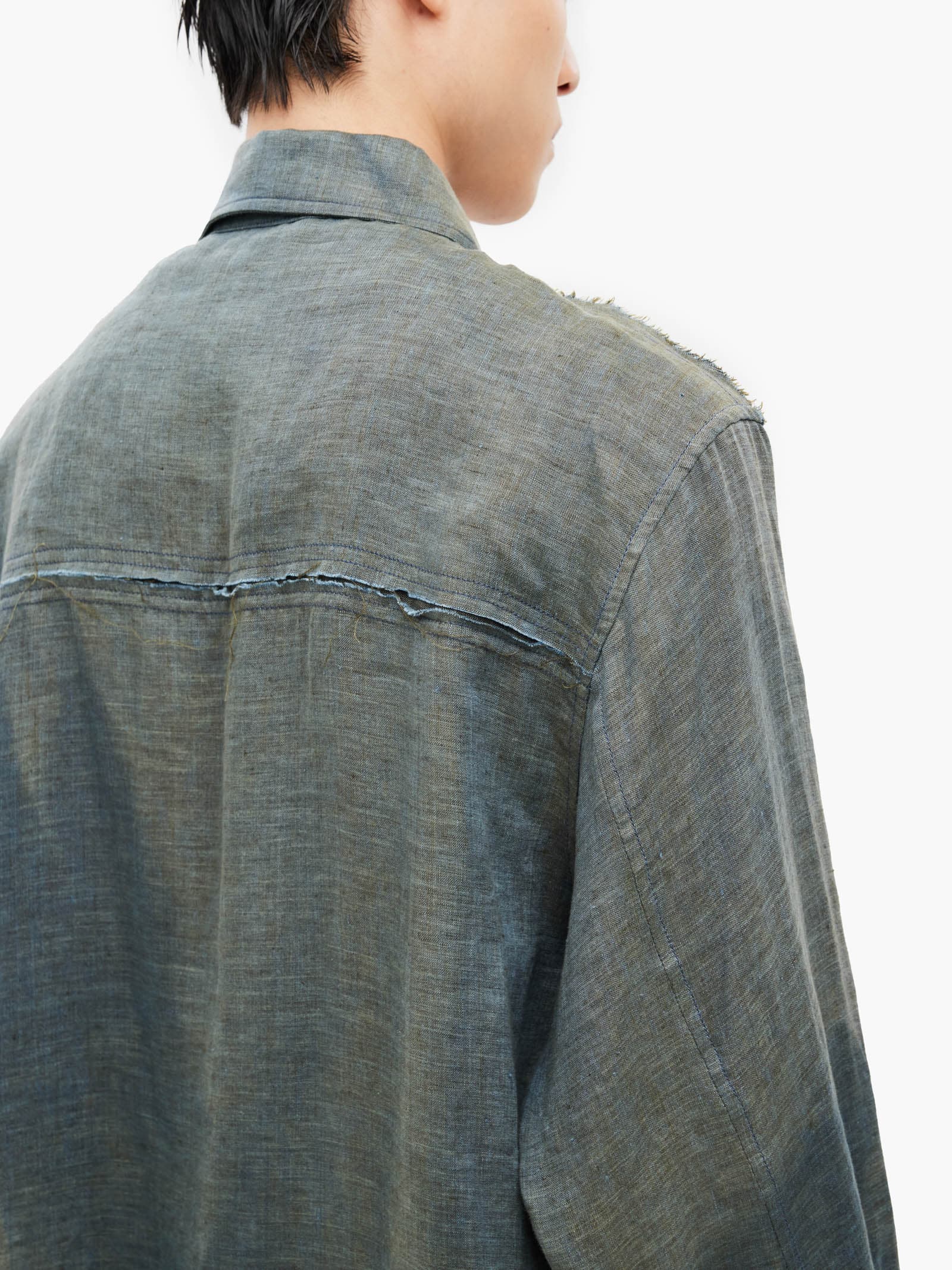 Sun-Bleached Raw Edged Shirt - Green — vue 7
