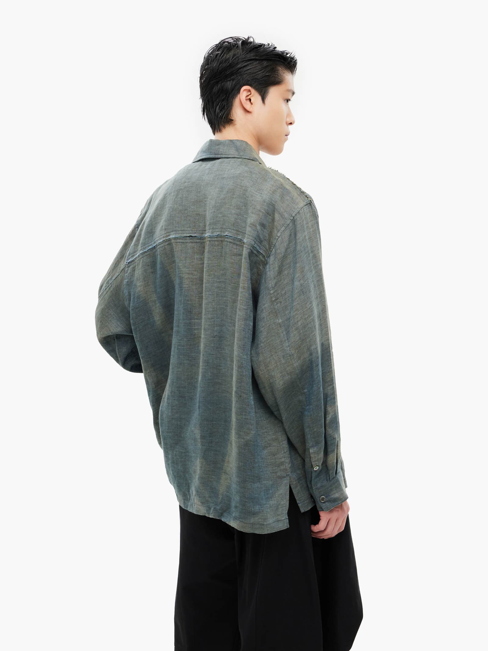 Sun-Bleached Raw Edged Shirt - Green — vue 8