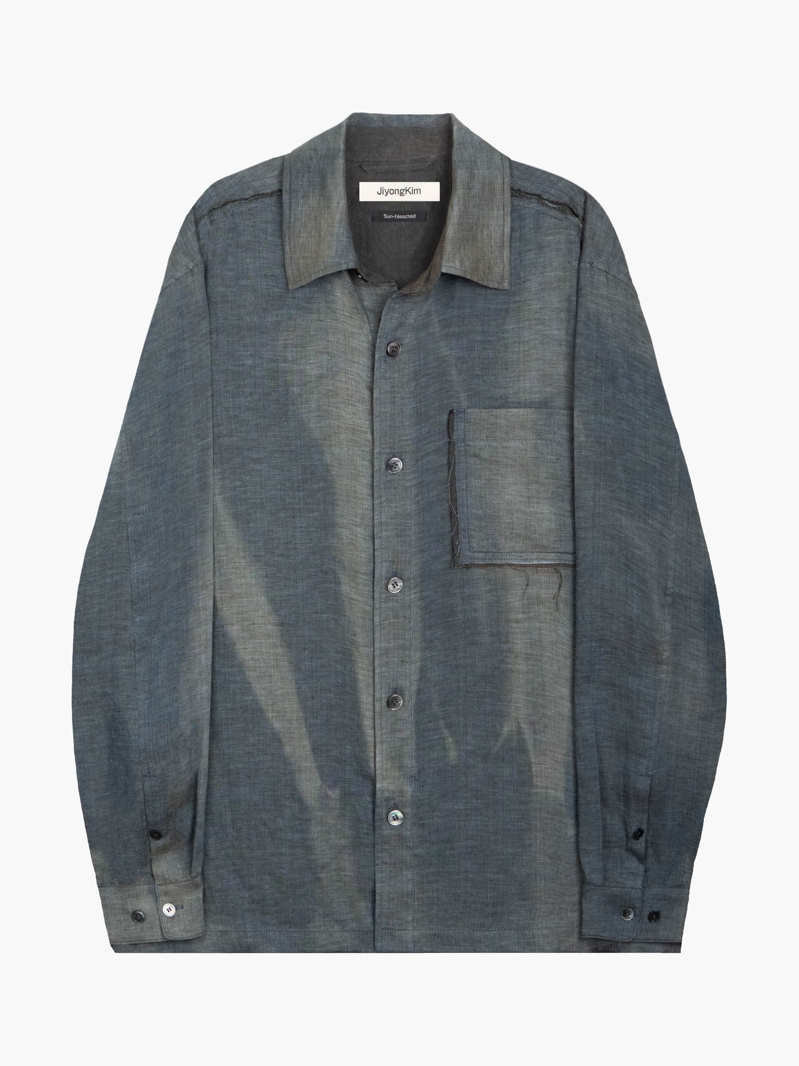 Sun-Bleached Raw Edged Shirt - Green — vue 9