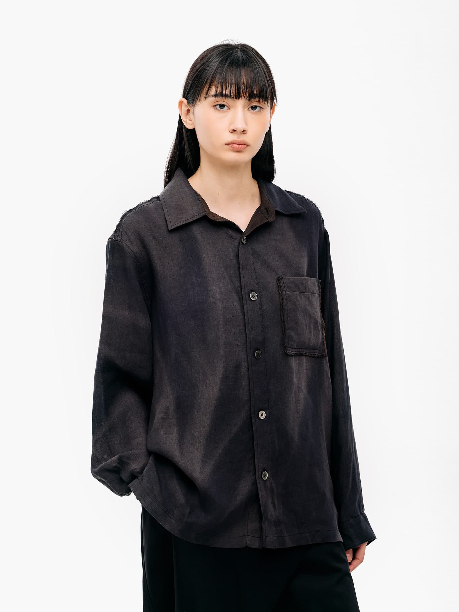Sun-Bleached Raw Edged Shirt - Black — vue 5