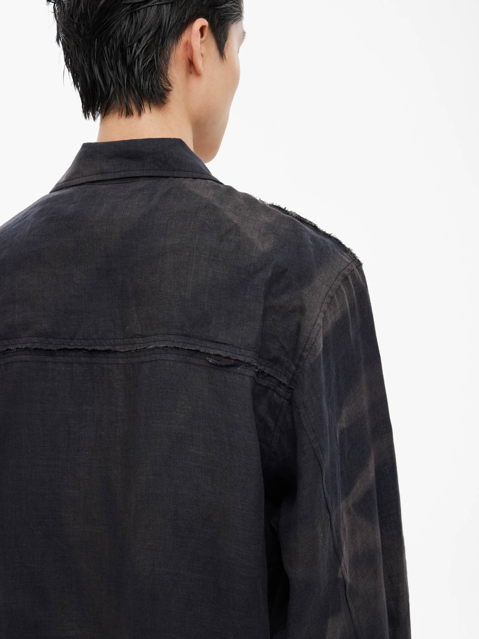 Sun-Bleached Raw Edged Shirt - Black — vue 7
